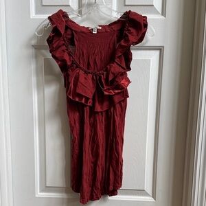 Bordeaux Ruffled Red Mini Top